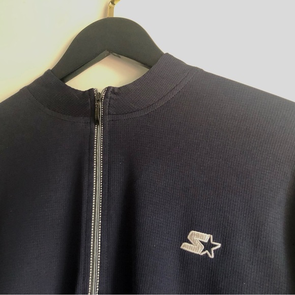 Men’s STARTER Running Jacket, 1/4 ZIP, SZ M, Dri-Star, Navy Blue, Excellent Cond - Picture 2 of 7